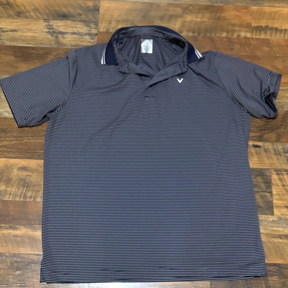 Callaway Men's Navy Striped Performance Polo Shirt